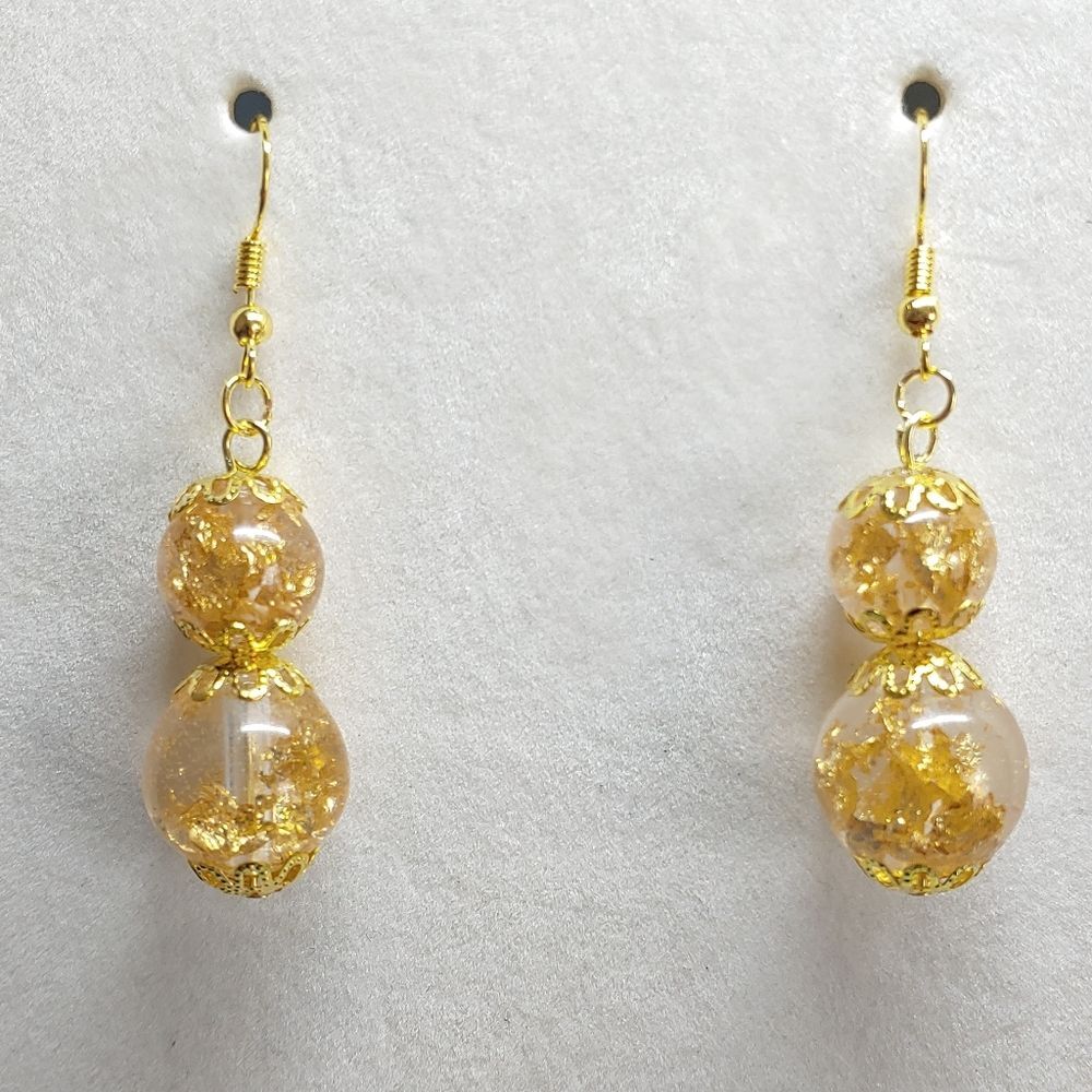 Earrings Gold Foil Resin Beads